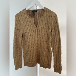 Ralph Lauren Green Label Cotton Cable Knit Gold Sweater Size XL